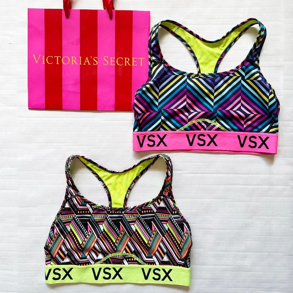 😍 VSX SEAMLESS SPORTS BRA WIRELESS LOW IMPACT PRINTED | BUNDLE OF 2 SIZE M 😘